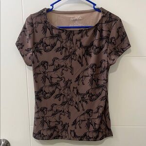 Sweet Lilac Brown Horse Print Top